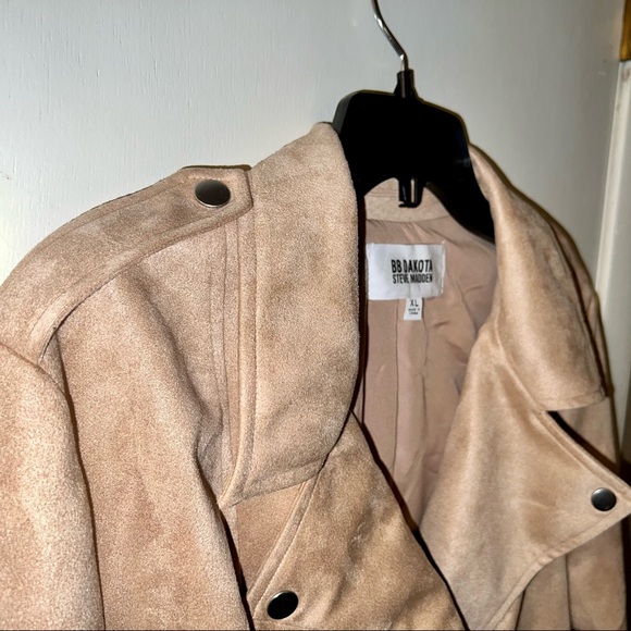 Vegan Suede Moto Jacket Tan XL - Picture 10 of 12